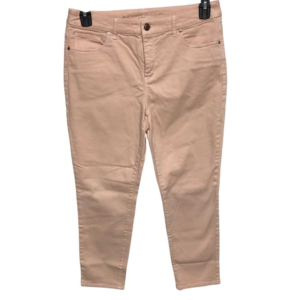 Chicos‎ So Slimming Girlfriend Ankle Pants Blush Pink Stretch Denim  Size 1